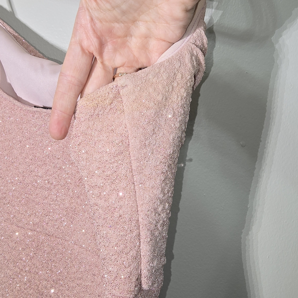 Windsor Dusty Rose Shimmer Maxi Skirt with High Slit - Picture 8 of 9